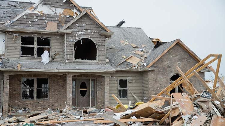 Home that sustained wind damage in storm